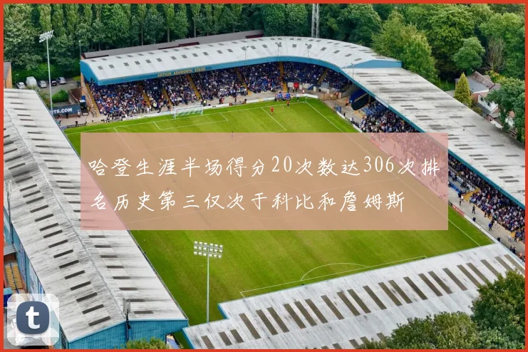 哈登生涯半场得分20次数达306次排名历史第三仅次于科比和詹姆斯